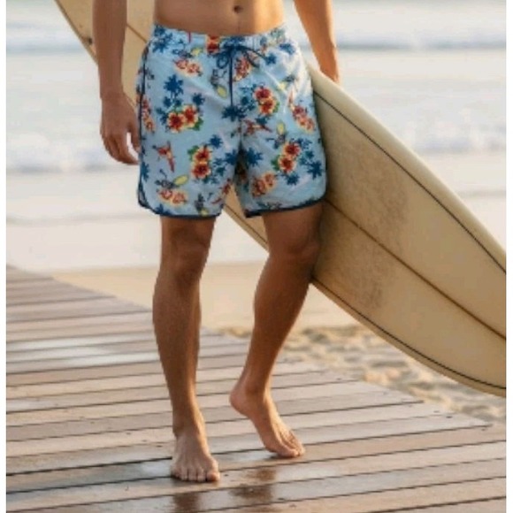 DC Comics Other - Batman Blue Floral Hawaiian Board Shorts Swim Trunks Men's 2XL 35x10 DC Comic